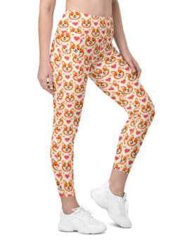 Cheerful Corgi & Paw Print Leggings